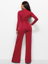 Load image into Gallery viewer, Long Sleeve Mock Neck Wide Leg Jumpsuit