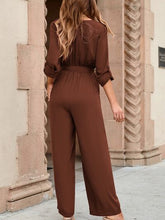 Load image into Gallery viewer, Pocketed Button Up Tie-Waist Jumpsuit