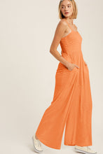 Load image into Gallery viewer, Smocked Square Neck Wide Leg Jumpsuit with Pockets