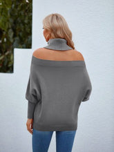 Load image into Gallery viewer, Off Shoulder Turtleneck Batwing Sleeve Sweater