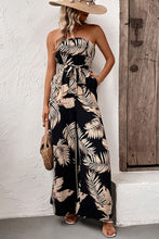 Load image into Gallery viewer, Printed Strapless Wide Leg Jumpsuit with Pockets