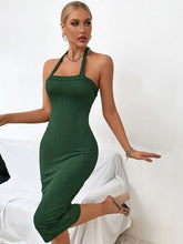 Load image into Gallery viewer, Ribbed Halter Neck Wrap Dress