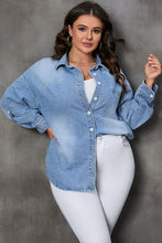 Load image into Gallery viewer, Plus Size Button Up Pocketed Denim Top