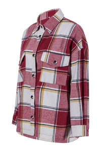 Plaid Pocketed Dropped Shoulder Coat