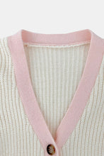 Load image into Gallery viewer, Contrast Trim Button Up Dropped Shoulder Cardigan