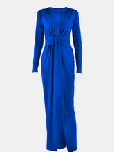 Load image into Gallery viewer, Ruched Slit Plunge Long Sleeve Dress