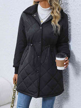 Load image into Gallery viewer, Drawstring Waist Longline Winter Coat