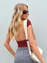 Load image into Gallery viewer, Backless Short Sleeve Cropped Blouse