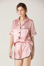 Load image into Gallery viewer, Lapel Collar Shirt and Shorts Lounge Set