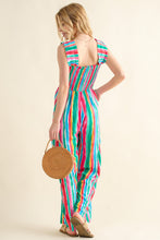 Load image into Gallery viewer, And The Why Full Size Striped Smocked Sleeveless Jumpsuit