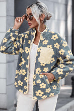 Load image into Gallery viewer, Pocketed Floral Mock Neck Jacket