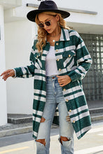 Load image into Gallery viewer, Plaid Button Up Collared Neck Coat with Pockets