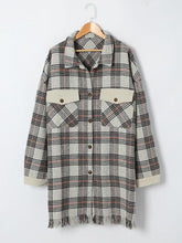 Load image into Gallery viewer, Plus Size Plaid Button Up Dropped Shoulder Outerwear