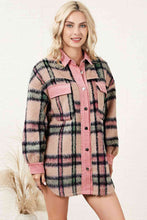 Load image into Gallery viewer, Plaid Button Down Drop Shoulder Jacket