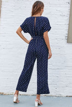 Load image into Gallery viewer, Polka Dot Round Neck Cutout Jumpsuit