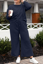 Load image into Gallery viewer, Double Take Full Size Textured Long Sleeve Top and Drawstring Pants Set