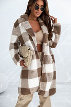 Load image into Gallery viewer, Plaid Open Front Dropped Shoulder Coat