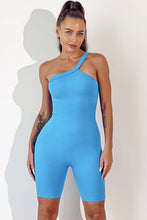 Load image into Gallery viewer, Asymmetrical Neck Wide Strap Active Romper