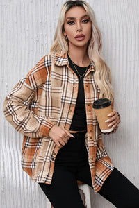 Plaid Snap Down Collared Neck Jacket