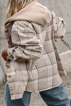 Load image into Gallery viewer, Plus Size Plaid Button Up Hooded Jacket