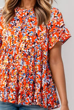 Load image into Gallery viewer, Plus Size Floral Round Neck Tiered Blouse