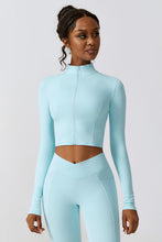 Load image into Gallery viewer, Zip Up Long Sleeve Cropped Active Top