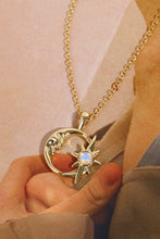 Load image into Gallery viewer, Copper 14K Gold Pleated Moon &amp; Star Shape Pendant Necklace