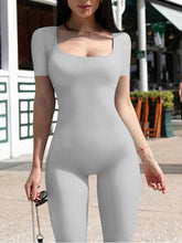 Load image into Gallery viewer, Square Neck Short Sleeve Jumpsuit