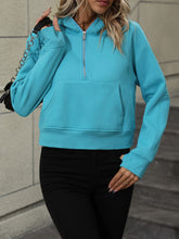 Load image into Gallery viewer, Zip-Up Raglan Sleeve Hoodie with Pocket