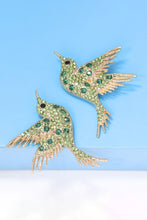 Load image into Gallery viewer, Bird Shape Zinc Alloy Frame Glass Stone Dangle Earrings