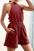 Load image into Gallery viewer, Halter Neck Tie Back Romper