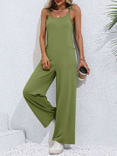 Load image into Gallery viewer, Tie-Shoulder Wide Leg Jumpsuit with Pockets