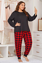 Load image into Gallery viewer, Plus Size Heart Graphic Top and Plaid Joggers Lounge Set