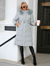 Load image into Gallery viewer, Longline Hooded Winter Coat with Pockets