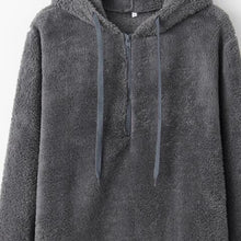 Load image into Gallery viewer, Quarter-Zip Drawstring Teddy Hoodie