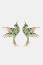 Load image into Gallery viewer, Bird Shape Zinc Alloy Frame Glass Stone Dangle Earrings