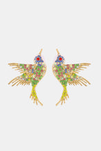 Load image into Gallery viewer, Bird Shape Zinc Alloy Frame Glass Stone Dangle Earrings