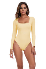 Load image into Gallery viewer, Square Neck Long Sleeve Active Bodysuit