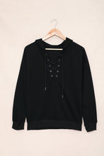 Load image into Gallery viewer, Lace-Up Dropped Shoulder Hoodie