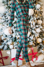 Load image into Gallery viewer, Plaid Long Sleeve Top and Pants Lounge Set