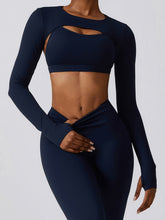 Load image into Gallery viewer, Cropped Cutout Long Sleeve Sports Top