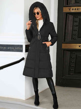 Load image into Gallery viewer, Longline Hooded Winter Coat with Pockets