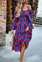 Load image into Gallery viewer, Printed Balloon Sleeve Midi Dress