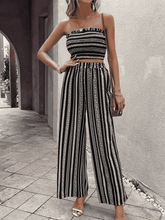 Load image into Gallery viewer, Raw Hem Straight Neck Cropped Top and Long Pants Set