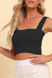 Square Neck Sleeveless Knit Cropped Top