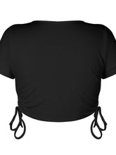 Load image into Gallery viewer, Round Neck Short Sleeve Drawstring Cropped Tee