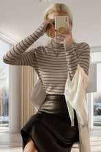 Load image into Gallery viewer, Striped Turtleneck Long Sleeve T-Shirt