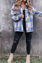 Load image into Gallery viewer, Plaid Pocketed Dropped Shoulder Coat