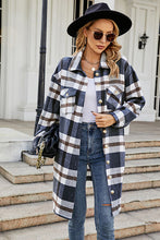 Load image into Gallery viewer, Plaid Button Up Collared Neck Coat with Pockets