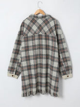 Load image into Gallery viewer, Plus Size Plaid Button Up Dropped Shoulder Outerwear